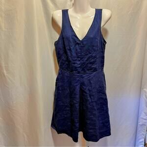 GAP Women's 100% Linen Dress Navy Blue Sleeveless Dress Size 8 Pockets Capsule
